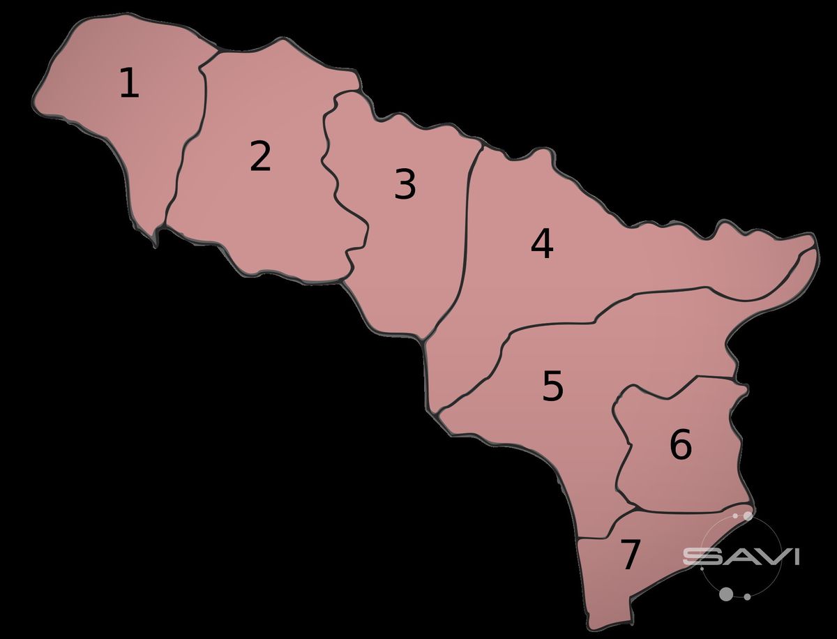 Абхазия districts map numbered